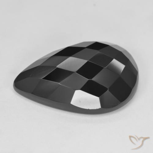 Onyx Noire naturelle En forme de poire, 19.24 ct, Opaque