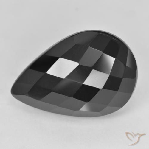 Onyx Noire naturelle En forme de poire, 19.24 ct, Opaque