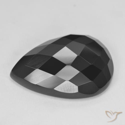 Onyx Noire naturelle En forme de poire, 20.01 ct, Opaque