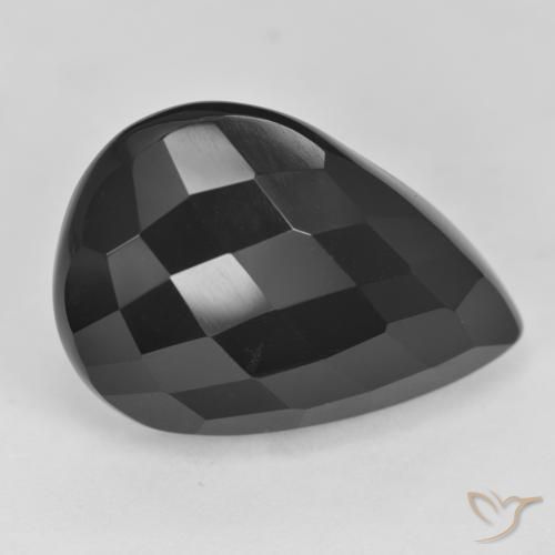 19.71ct Naturel Noire Onyx, En forme de poire, Opaque