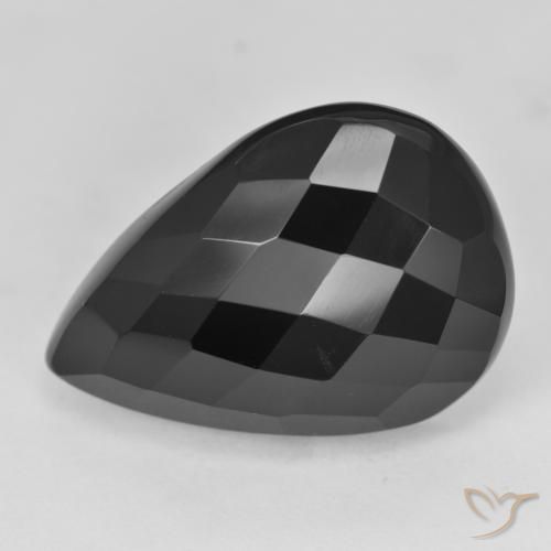 Onyx Noire naturelle En forme de poire, 19.71 ct, Opaque