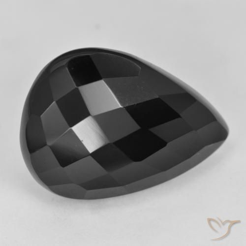 21.26ct Naturel Noire Onyx, En forme de poire, Opaque