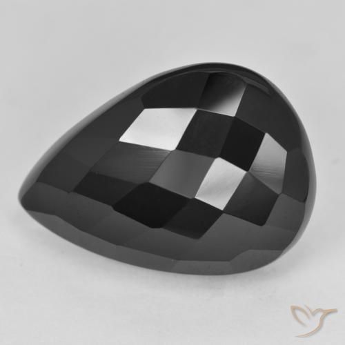 Onyx Noire naturelle En forme de poire, 21.26 ct, Opaque