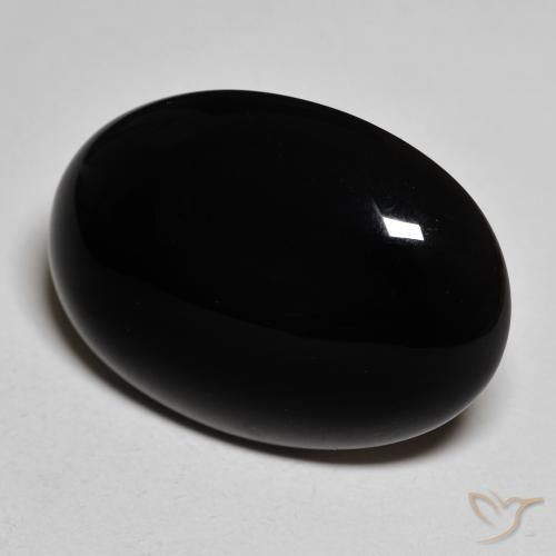 Onyx Noire naturelle ovale, 19.42 ct, Opaque
