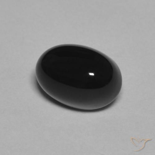 Onyx noir naturelle coupe ovale, 1,09 ct, opaque