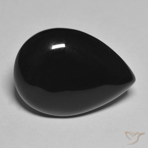 11.25ct Naturel Noire Onyx, En forme de poire, Opaque