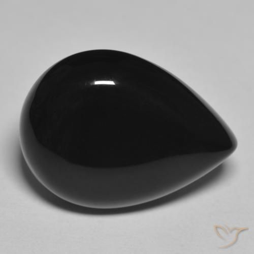 12.30ct Naturel Noire Onyx, En forme de poire, Opaque