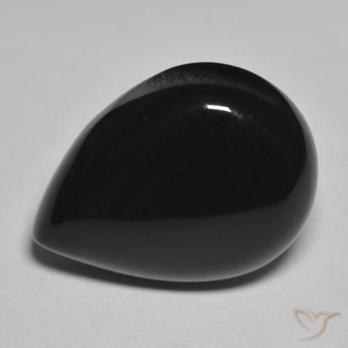 Onyx Noire naturelle En forme de poire, 12.30 ct, Opaque