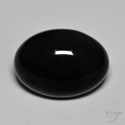 Onyx noir naturelle coupe ovale, 12,32 ct, opaque