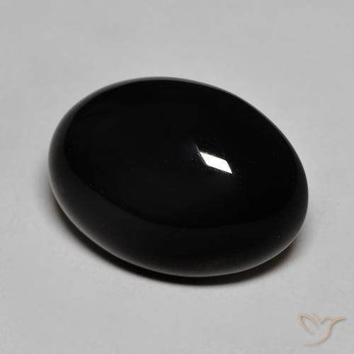 Onyx noir naturelle coupe ovale, 12,32 ct, opaque