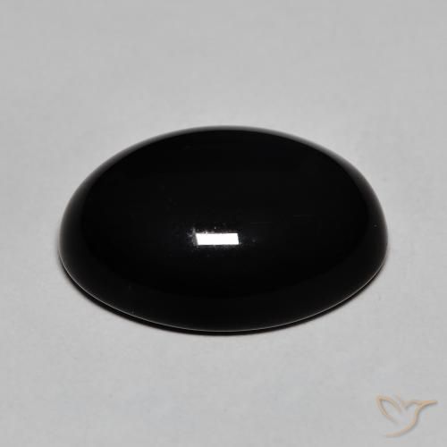 Onyx noir naturelle coupe ovale, 12,32 ct, opaque