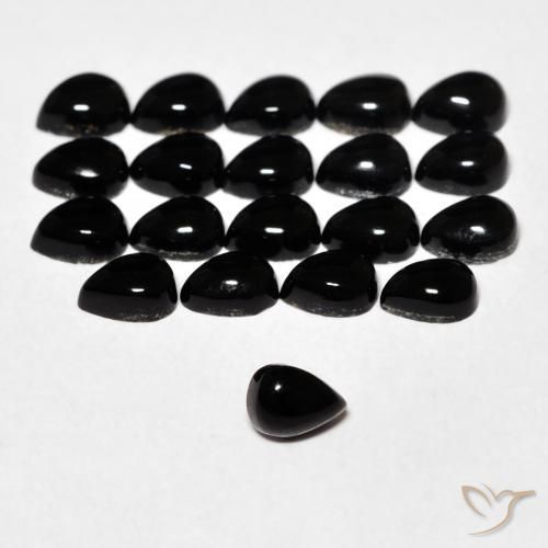 Onyx noir naturelle en forme de poire, 0,15 ct, opaque