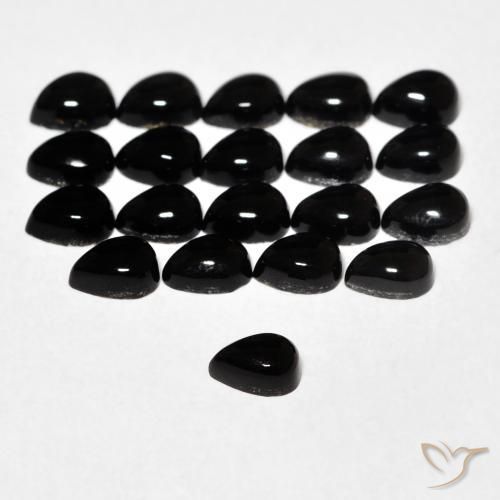 Onyx noir naturelle en forme de poire, 0,15 ct, opaque