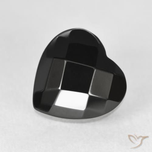 4.40ct Naturel Noire Onyx, Cœur, Opaque, Photo A