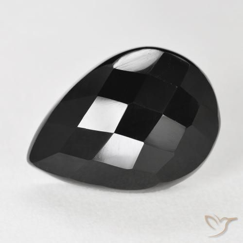 Onyx Noire naturelle En forme de poire, 9.48 ct, Opaque