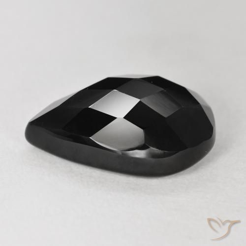 Onyx Noire naturelle En forme de poire, 9.48 ct, Opaque