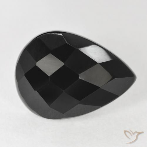 Onyx Noire naturelle En forme de poire, 9.19 ct, Opaque