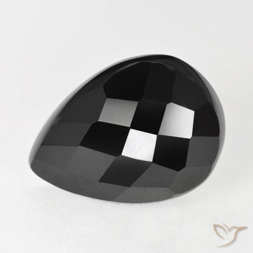 Onyx Noire naturelle En forme de poire, 11.00 ct, Opaque