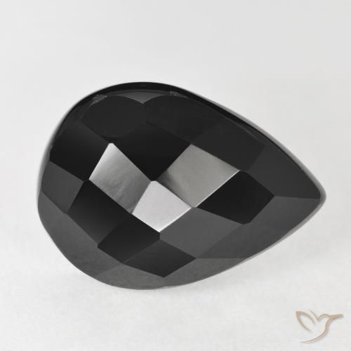 Onyx Noire naturelle En forme de poire, 9.47 ct, Opaque