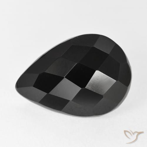 Onyx Noire naturelle En forme de poire, 7.67 ct, Opaque