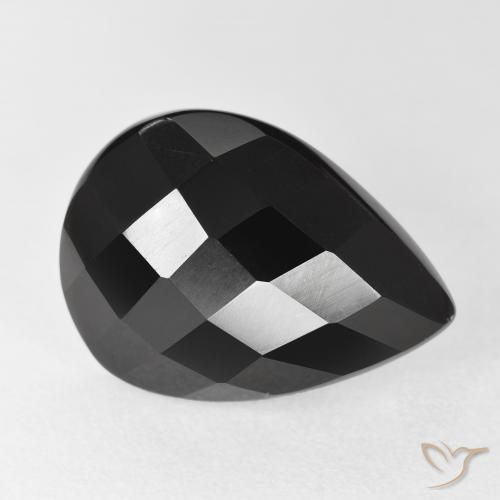 Onyx Noire naturelle En forme de poire, 9.97 ct, Opaque