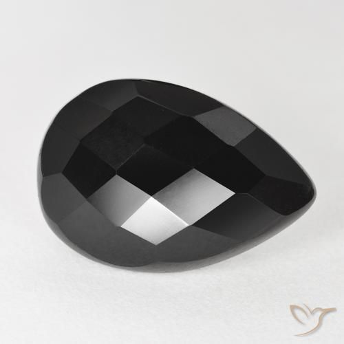 Onyx Noire naturelle En forme de poire, 8.80 ct, Opaque