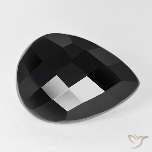 Onyx Noire naturelle En forme de poire, 9.80 ct, Opaque