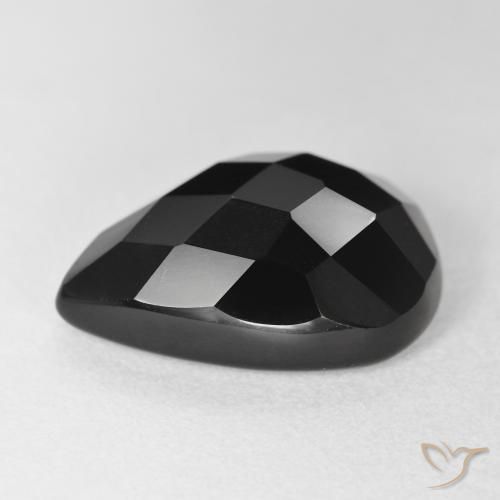 Onyx Noire naturelle En forme de poire, 9.80 ct, Opaque
