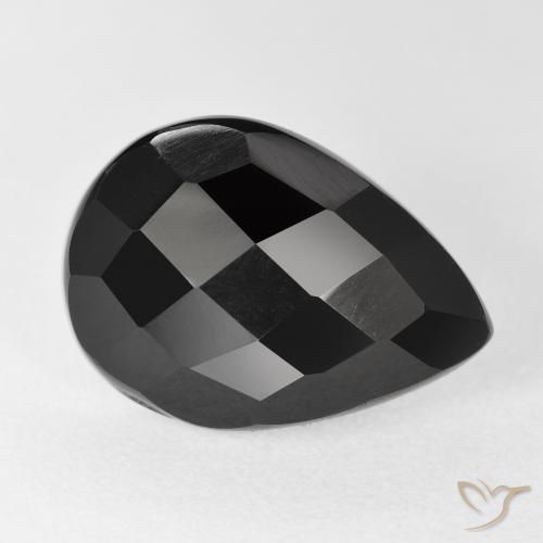 Onyx Noire naturelle En forme de poire, 8.88 ct, Opaque