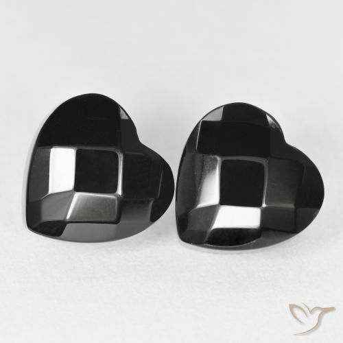 8.67ctw Naturel Noire Onyx, Cœur, Opaque, Photo A