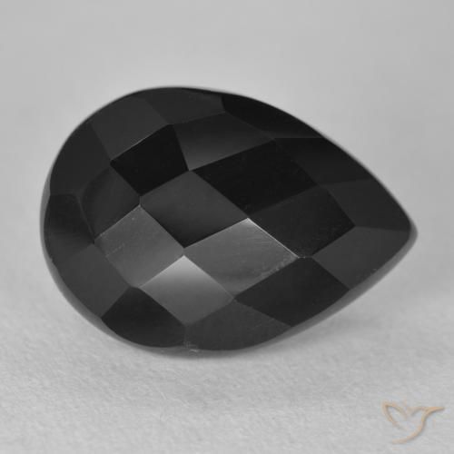 8.92ct Naturel Noire Onyx, En forme de poire, Opaque