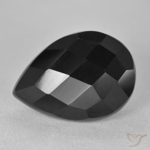 Onyx Noire naturelle En forme de poire, 8.92 ct, Opaque