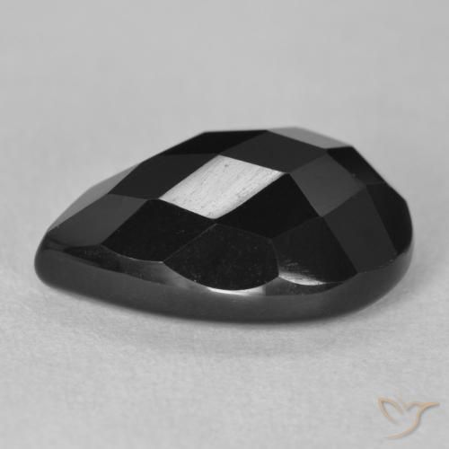 Onyx Noire naturelle En forme de poire, 8.92 ct, Opaque
