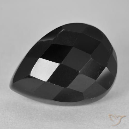 10.11ct Naturel Noire Onyx, En forme de poire, Opaque