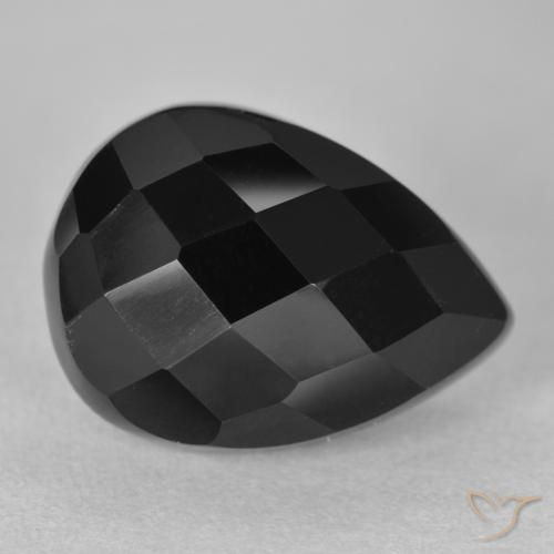 Onyx Noire naturelle En forme de poire, 10.11 ct, Opaque