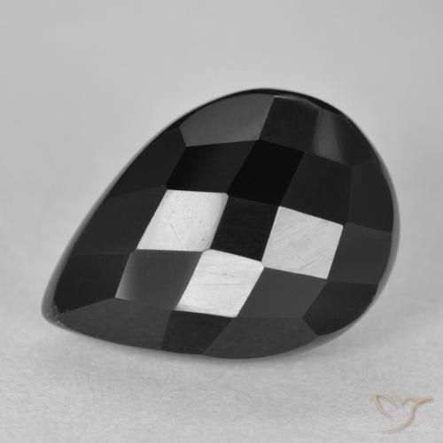 Onyx Noire naturelle En forme de poire, 9.16 ct, Opaque