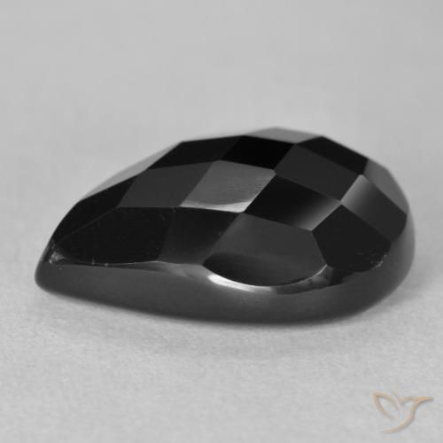 Onyx Noire naturelle En forme de poire, 9.16 ct, Opaque