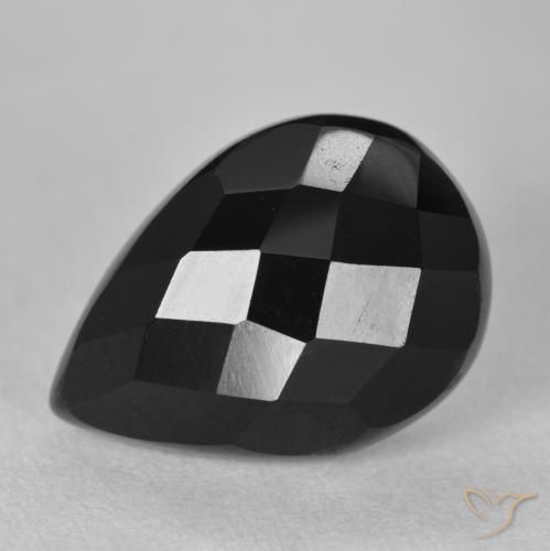 9.32ct Naturel Noire Onyx, En forme de poire, Opaque