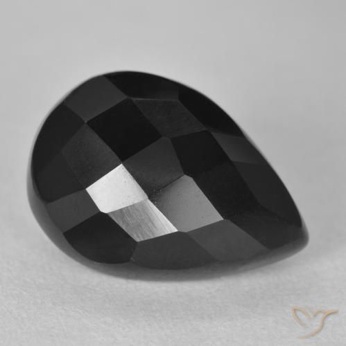 Onyx Noire naturelle En forme de poire, 9.32 ct, Opaque