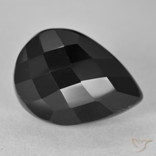 Onyx Noire naturelle En forme de poire, 9.47 ct, Opaque
