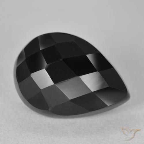 Onyx Noire naturelle En forme de poire, 9.31 ct, Opaque