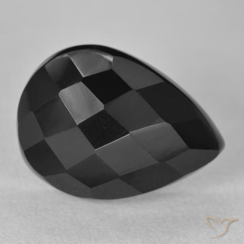 10.11ct Naturel Noire Onyx, En forme de poire, Opaque, Photo A