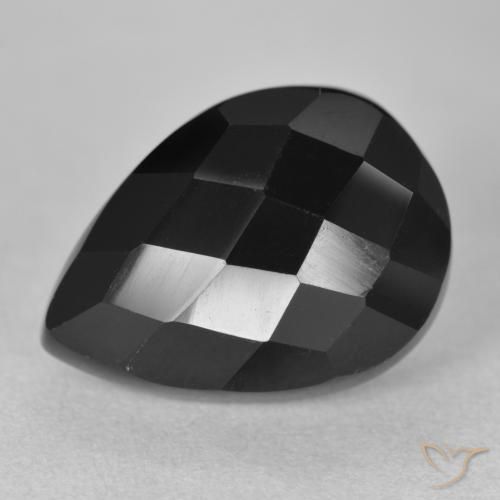 Onyx Noire naturelle En forme de poire, 10.11 ct, Opaque