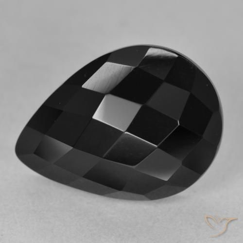 Onyx Noire naturelle En forme de poire, 11.60 ct, Opaque