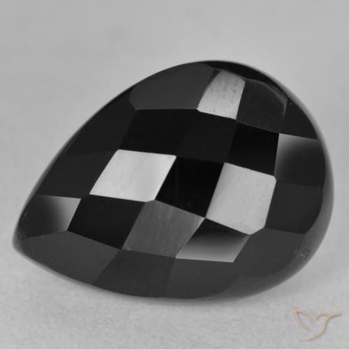 9.91ct Naturel Noire Onyx, En forme de poire, Opaque