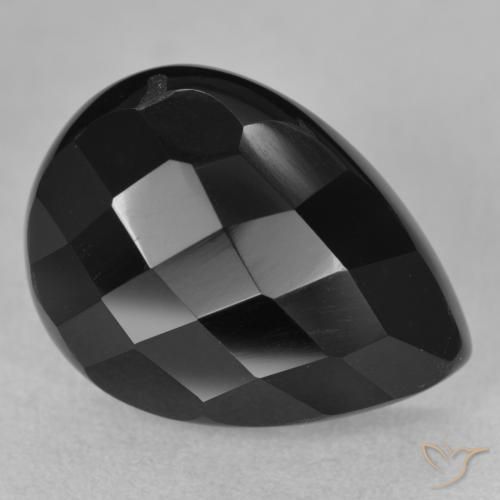 Onyx Noire naturelle En forme de poire, 9.91 ct, Opaque