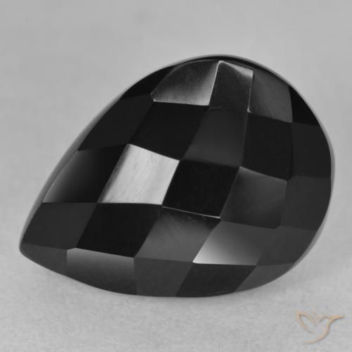 Onyx Noire naturelle En forme de poire, 9.60 ct, Opaque