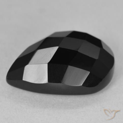 Onyx Noire naturelle En forme de poire, 9.60 ct, Opaque
