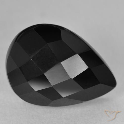 Onyx Noire naturelle En forme de poire, 8.70 ct, Opaque