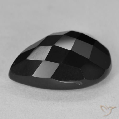 Onyx Noire naturelle En forme de poire, 8.70 ct, Opaque